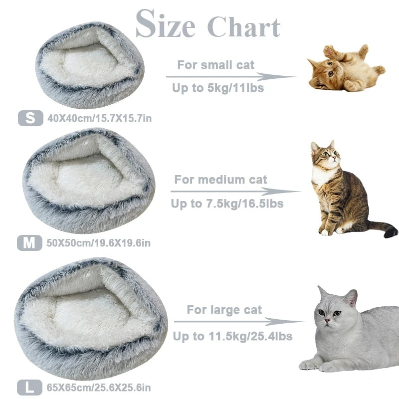 Round Plush Fluffy Cat Bed