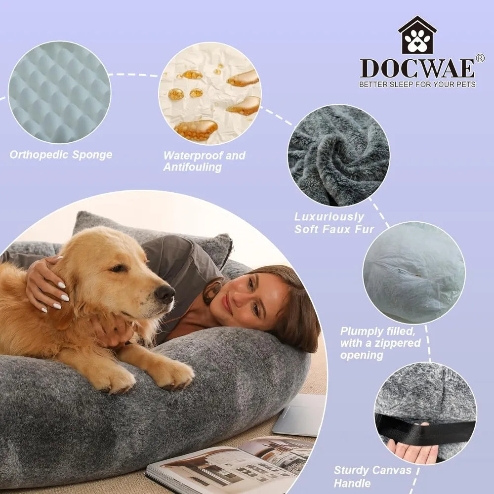 Human Size Dog Bed With Blanket and Pillow