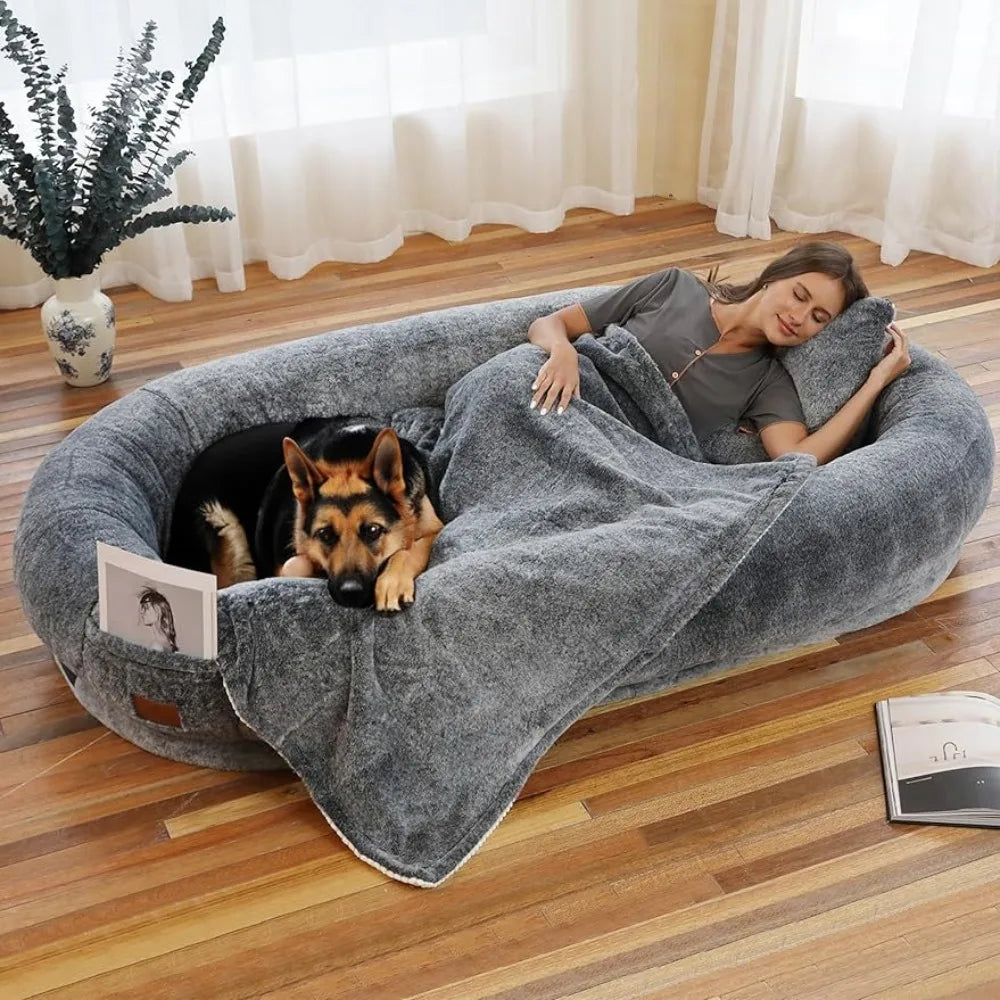 Human Size Dog Bed With Blanket and Pillow