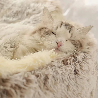 Round Plush Fluffy Cat Bed