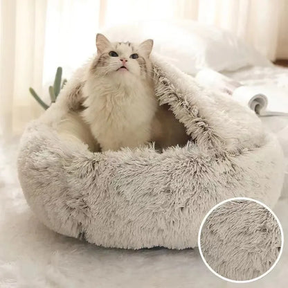 Round Plush Fluffy Cat Bed