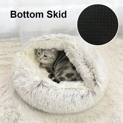 Round Plush Fluffy Cat Bed