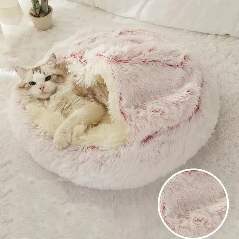 Round Plush Fluffy Cat Bed