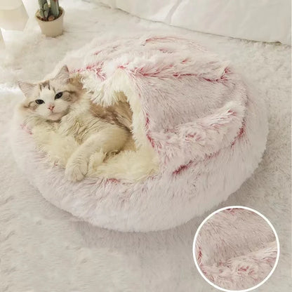 Round Plush Fluffy Cat Bed