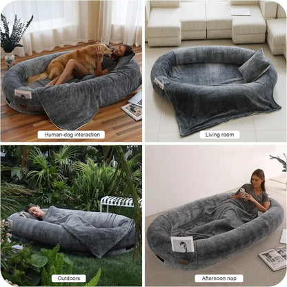 Human Size Dog Bed With Blanket and Pillow