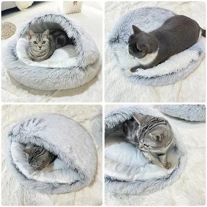 Round Plush Fluffy Cat Bed