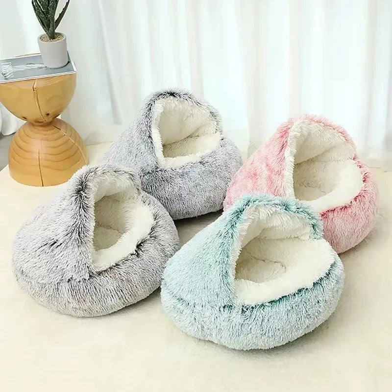 Round Plush Fluffy Cat Bed