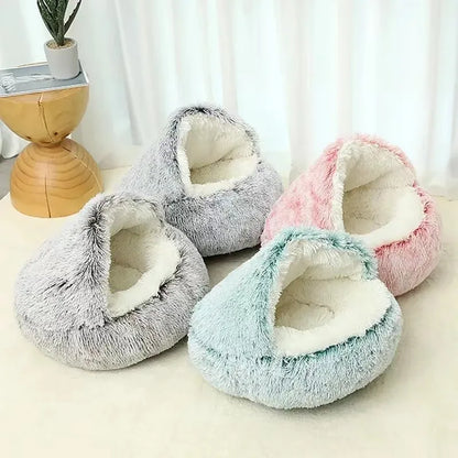 Round Plush Fluffy Cat Bed